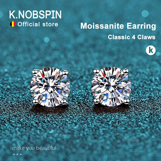 Women Lab Grown Diamond Ear Studs 925 Sterling Silver Fine Jewelry Gift
