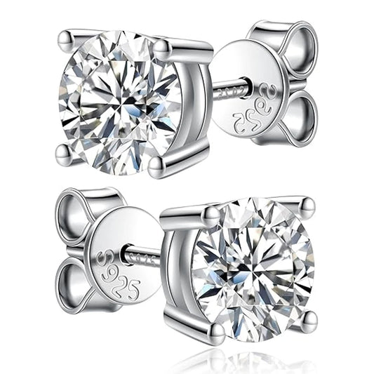 Women Lab Grown Diamond Ear Studs 925 Sterling Silver Fine Jewelry Gift